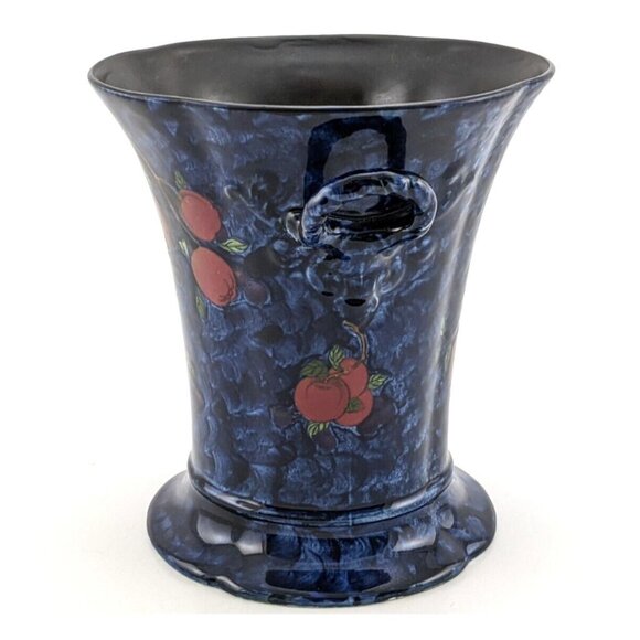 Vintage Maling Cetem Ware Blue Plum and Orchard Vase with Handles - Picture 9 of 12